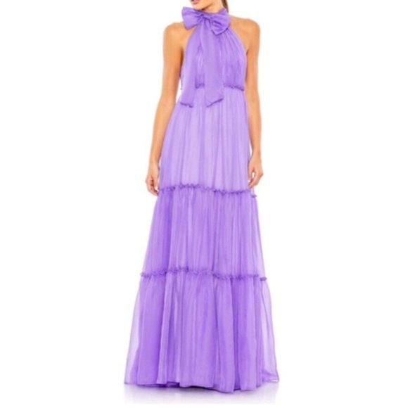 Mac Duggal Ieena Sz 10 Dress 55848 Halter A-Line Evening Gown Orchid Purple New - Picture 1 of 11